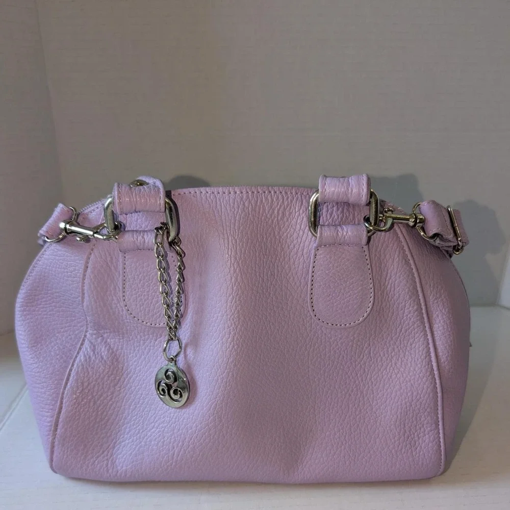 Lilac Leather Dome Satchel Handbag